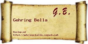 Gehring Bella névjegykártya